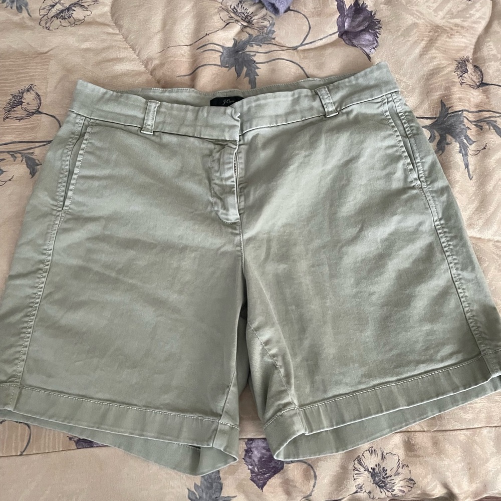 J. Crew Green Bermuda Shorts Classic Cotton Blend